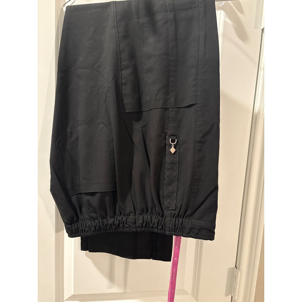Vera Bradley Womens Black Cargo Scrub Pants XL Floral Trim Elastic Waist